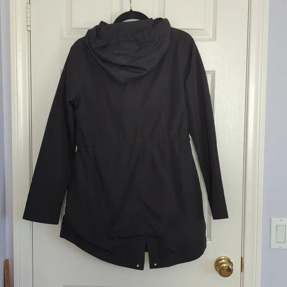 Merona Water Resistant Hooded Rain Jacket Size S Black - Picture 7 of 11